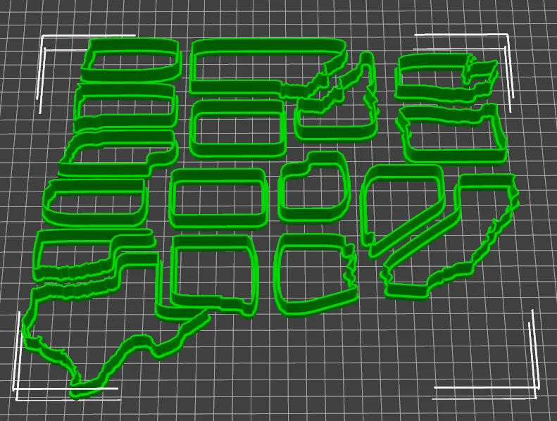 Custom cookie cutter designs laid out and sliced for 3D printing