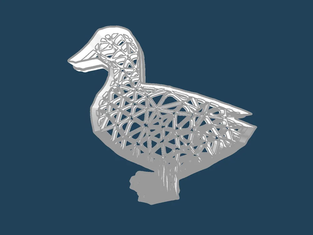 Duck cookie cutter with an intricate decorative interior pattern