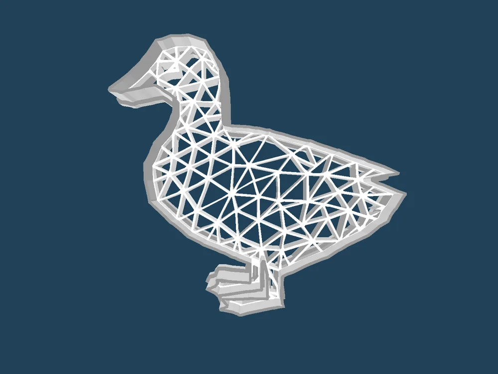 Duck cookie cutter with a geometric shell pattern